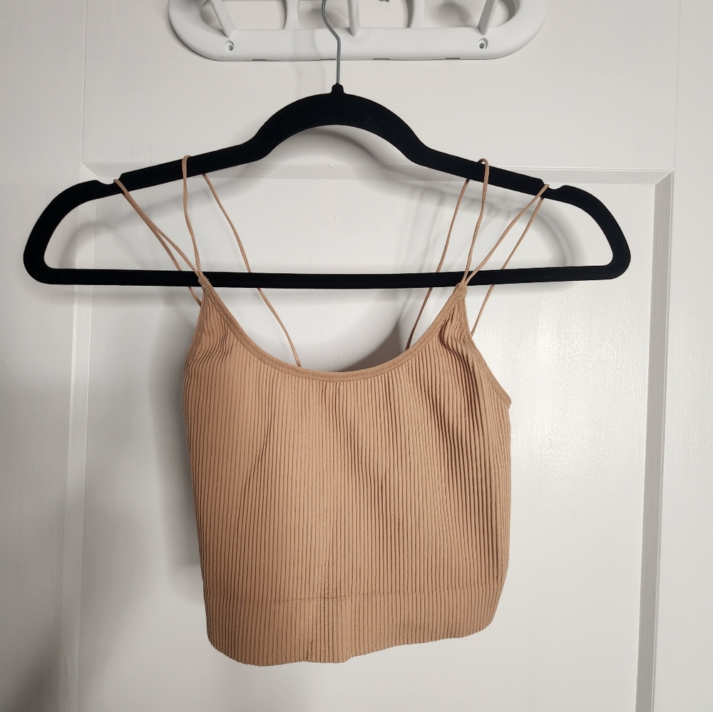 Sunday Best camel knit crop tank